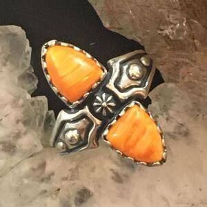 Carolyn Pollack Southwestern Style Sterling Orange Spiny Oyster Ring For Women